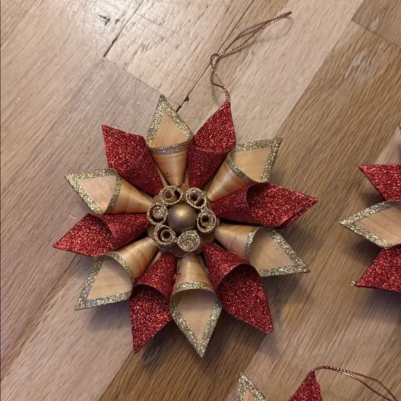 NWOT 3 Vintage Martha Stewart Everyday Festive Red & Gold Holiday Ornaments - Picture 2 of 4